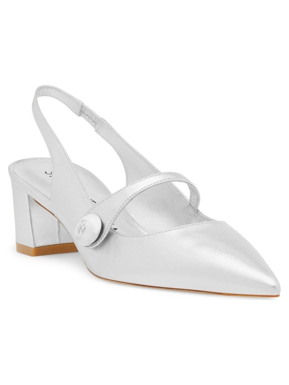 $500 Stuart Weitzman Pointed Toe Slingback Pump SILVER MARY JANE 8.5 (DD19)